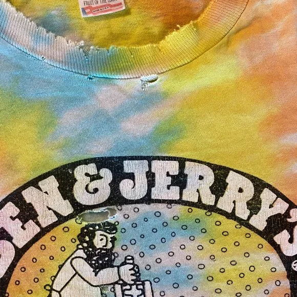 RARE Vintage 90s Ben & Jerry's Ice Cream Grateful Dead Wavy Gravy Tie Dye Shirt - Picture 3 of 4